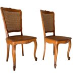 Pair of Louis XV style chairs - Rattan cane seat