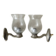 Pair of metal and glass wall lights