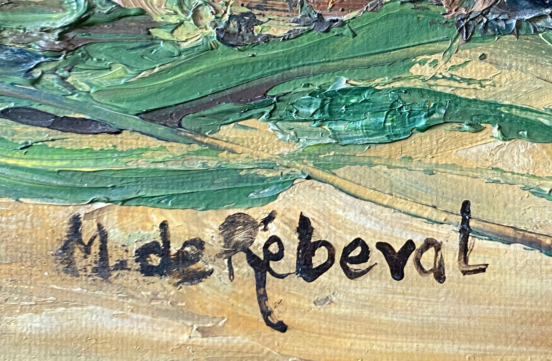 Table huile sur toile  "Bouquet of flowers" signed M De Rebeval  twentieth century