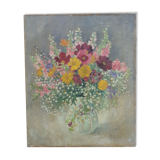 The summer bouquet of flowers, oil on old canvas