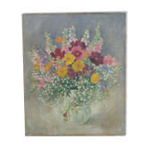 The summer bouquet of flowers, oil on old canvas
