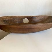 Coupe centre de table XxXL en bois de noyer creusé 1960 monoxyle