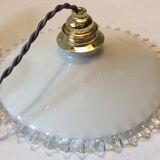 Duo of hanging lamps in opaline