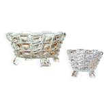 Set Of Two Art Deco Pressed Glass Bowls By Libochovice, 1930s