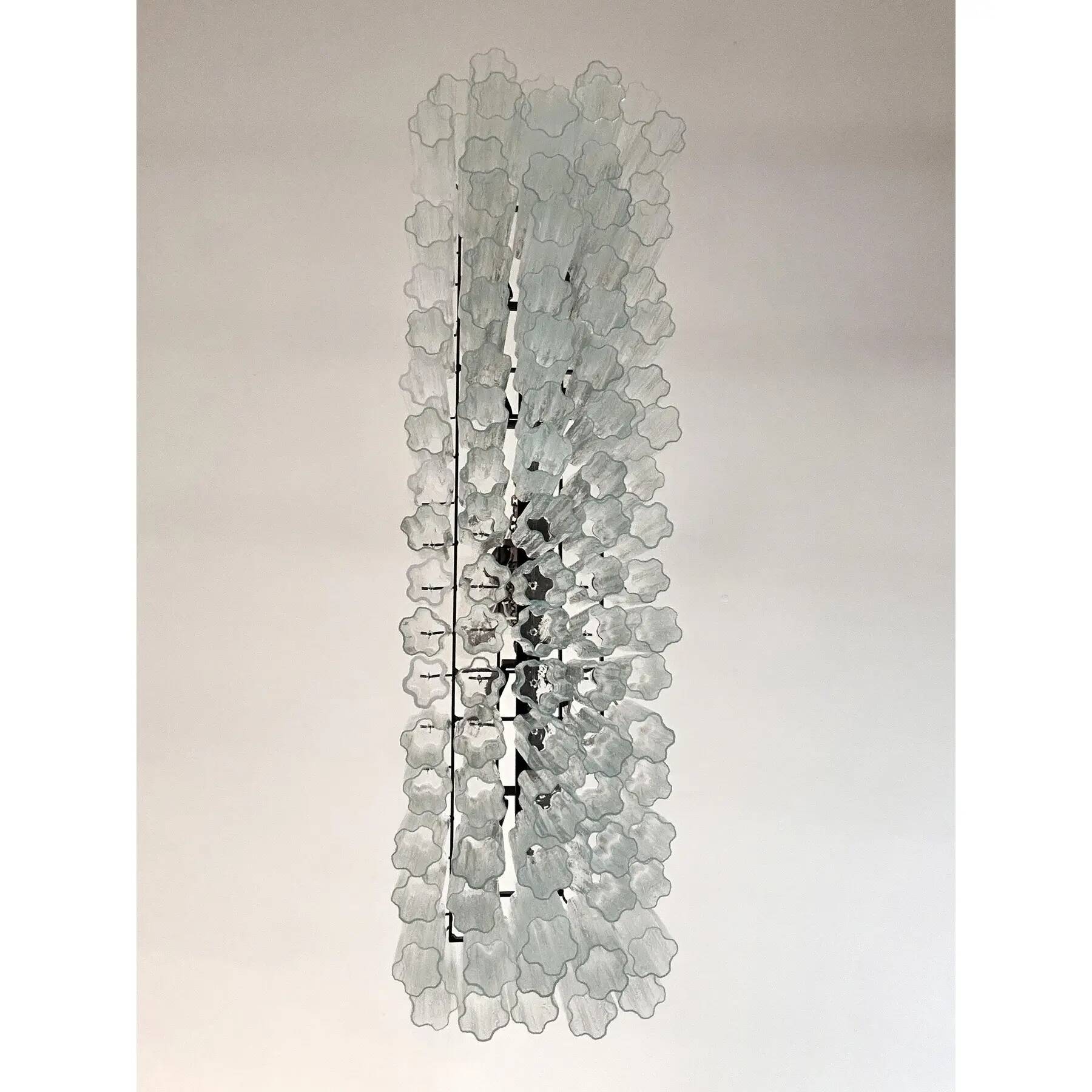 Contemporary Luxury Rectangular "Tronchi" Murano Glass Burnished Chandelier