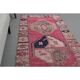 Vintage Turkish Hand-Knotted Wool Cotton Pink Runner Rug 100x335