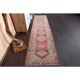 1970s vintage Turkish hand-knotted wool cotton red runner rug 110x361