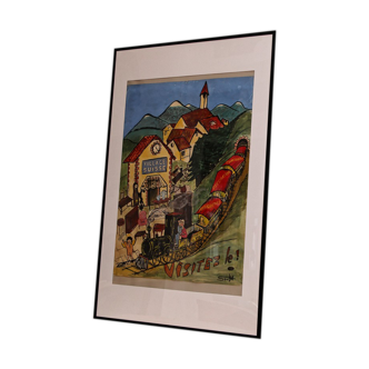 Affiche originale "Village suisse"