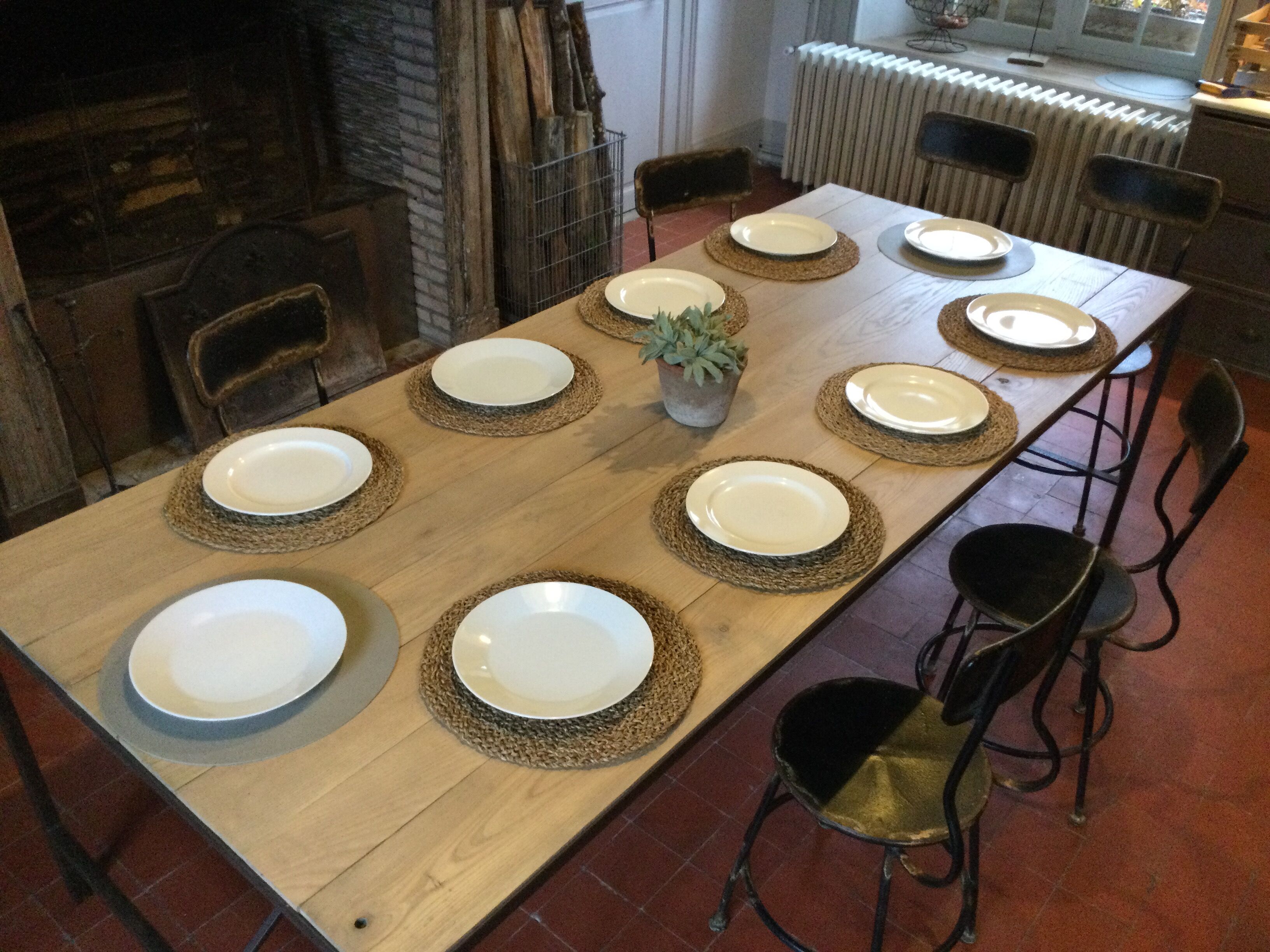 Wood and iron dining table