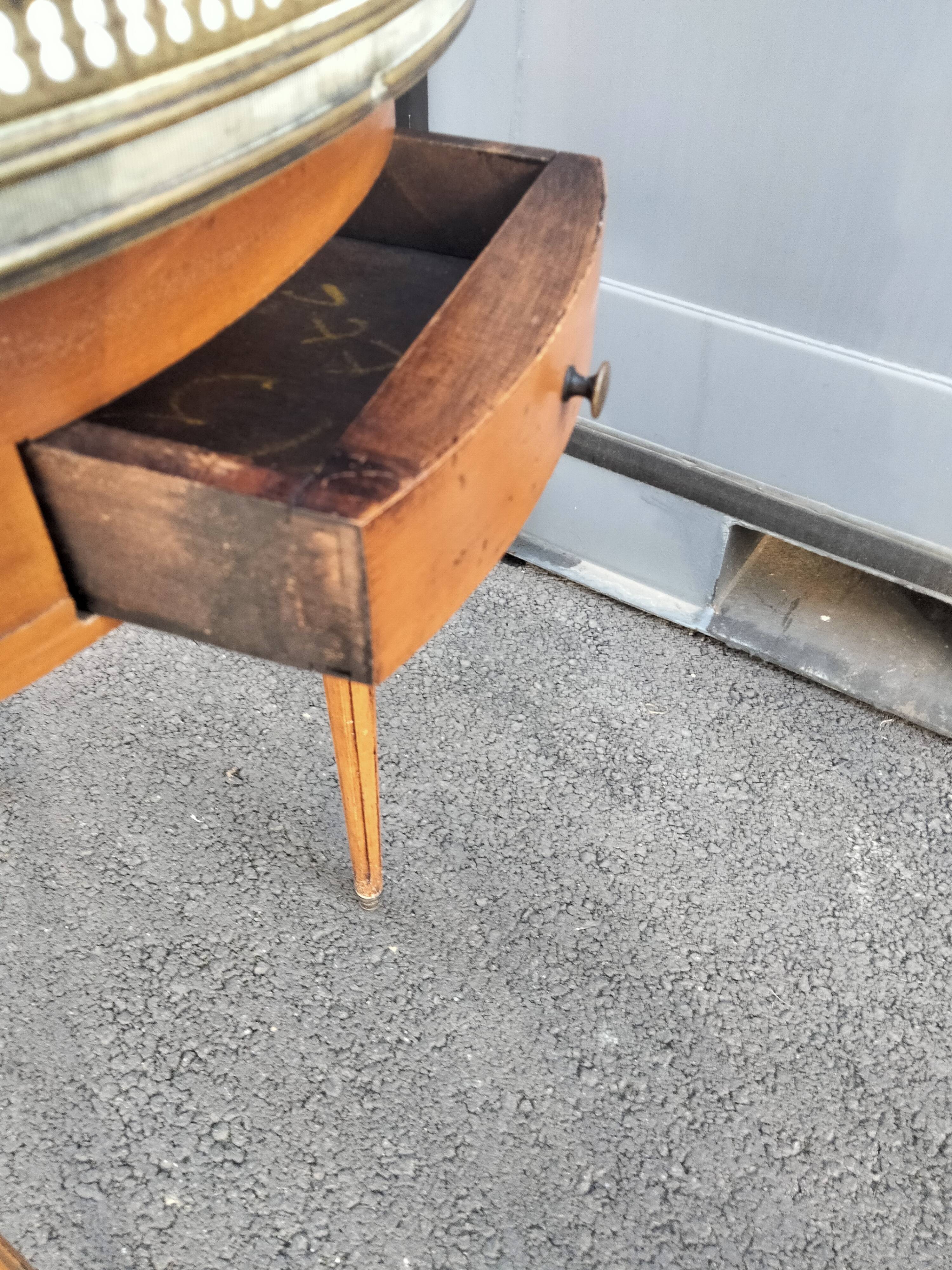 High table old hot water bottle Louis XVI style with marble top