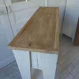 Vintage craft console furniture in pitch pine sublimated in a linen shade.