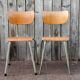 Vintage industrial chair Tubax in wood and metal