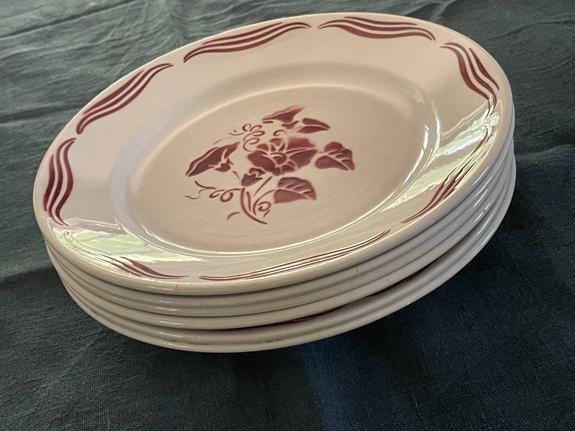 6 Flat plates Fenal Badonviller Liserons pattern