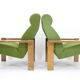 1970s pair of beech armchairs, czechoslovakia