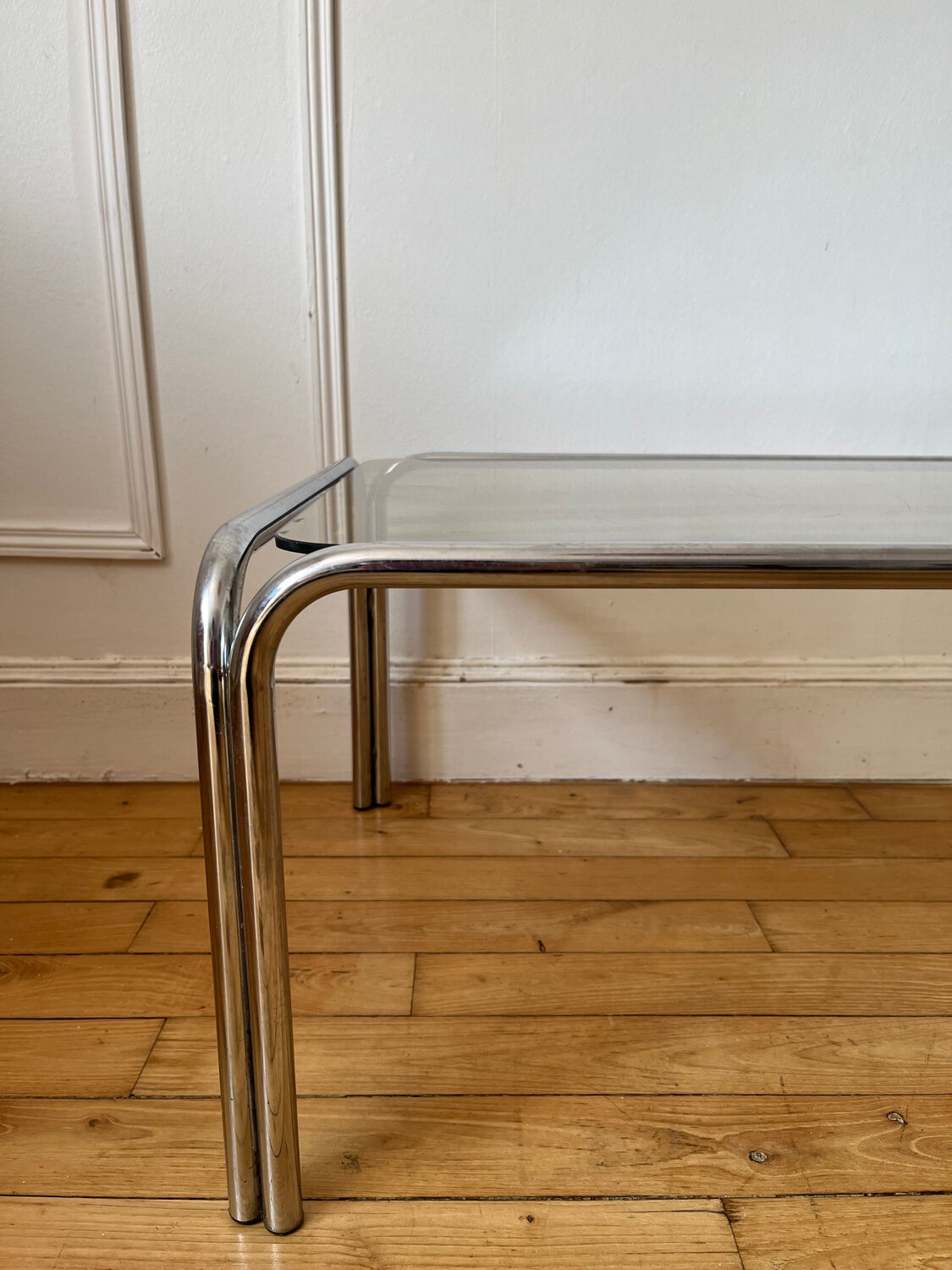 Vintage smoked glass coffee table