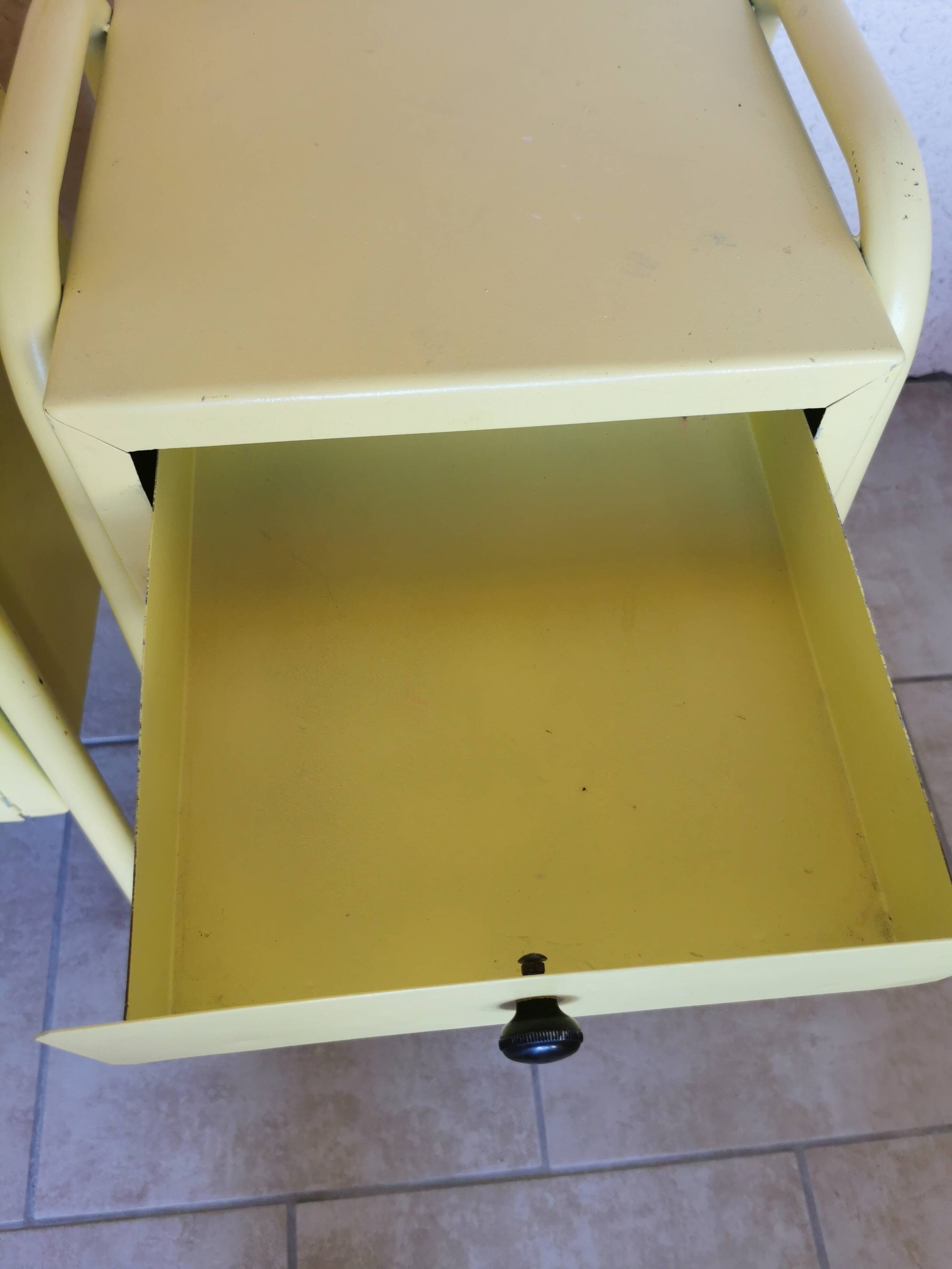 Pair of boarding school bedside tables