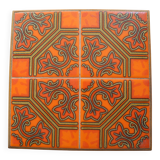 Dessous de plat ancien en faïence orange vintage