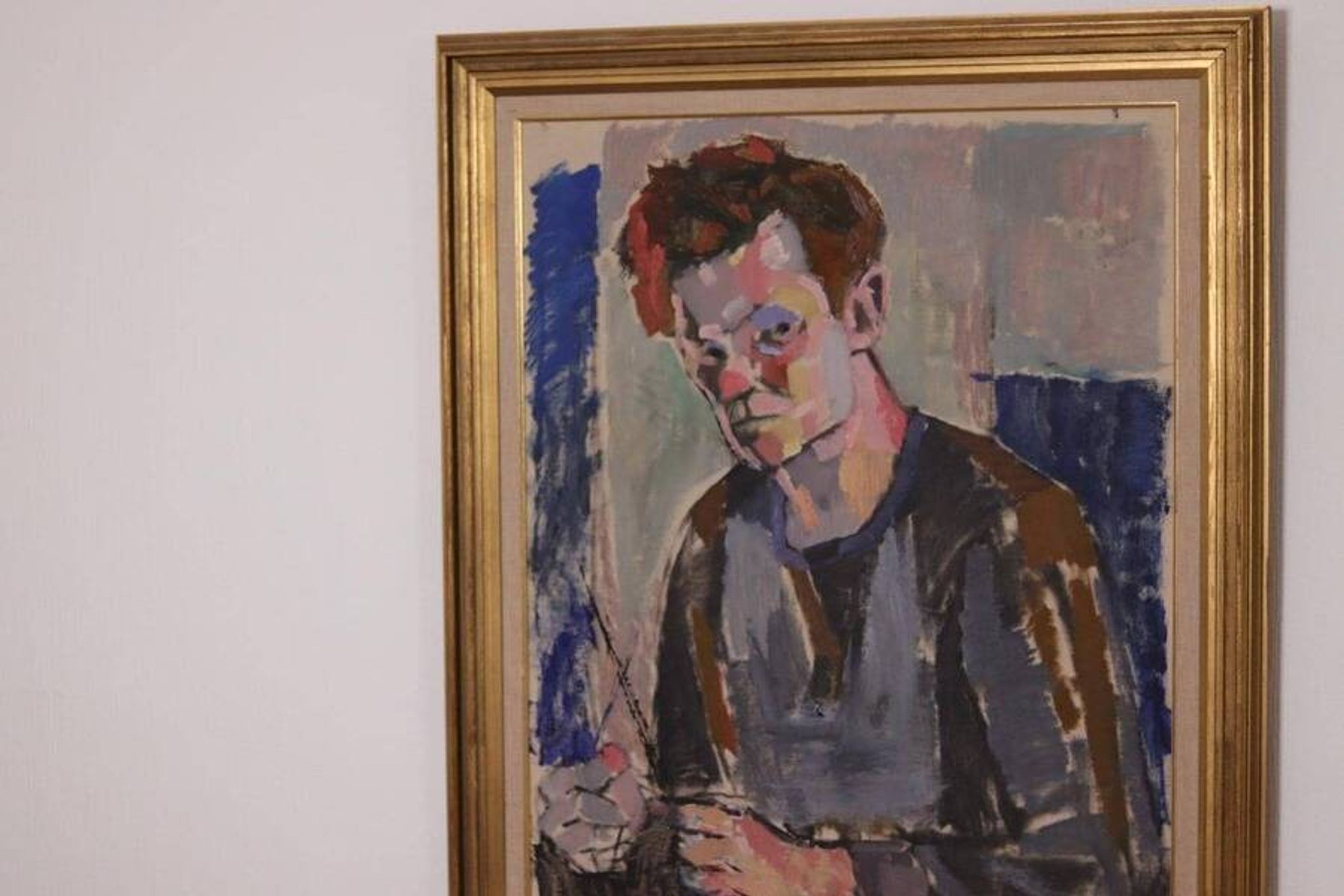 Original XL Swedish oil on canvas – portrait by Pär Thorell – dated 1955 – vintage & framed – 93 × 76 cm