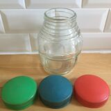 Vintage jar, curved shape with blue cap