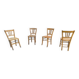 Lot de 4 chaises de bistrot Luterma authentique en bois de hêtre dans leur jus