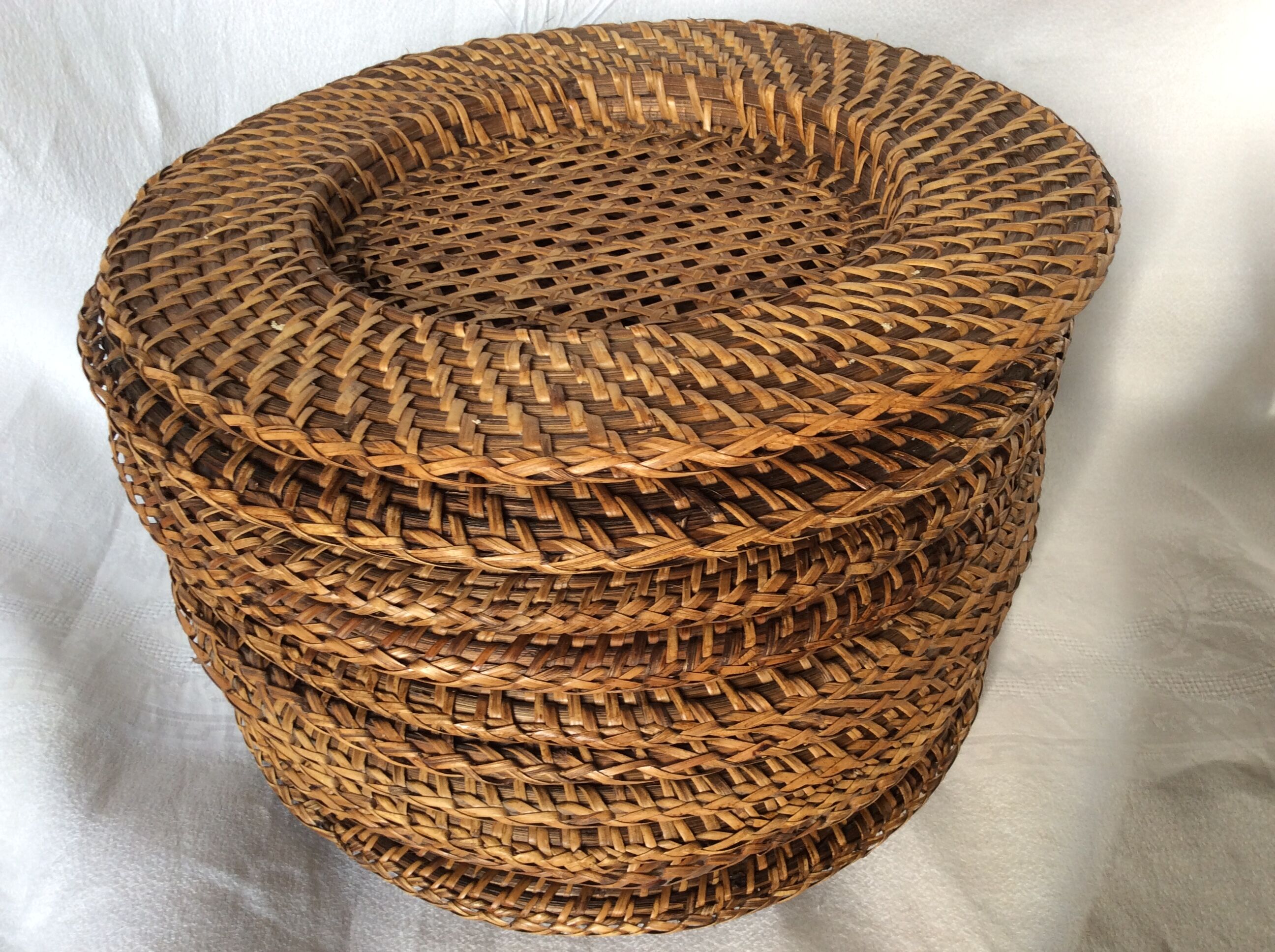 Ten rattan plates, basketry, wicker