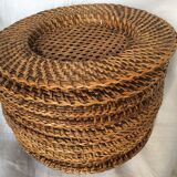 Ten rattan plates, basketry, wicker