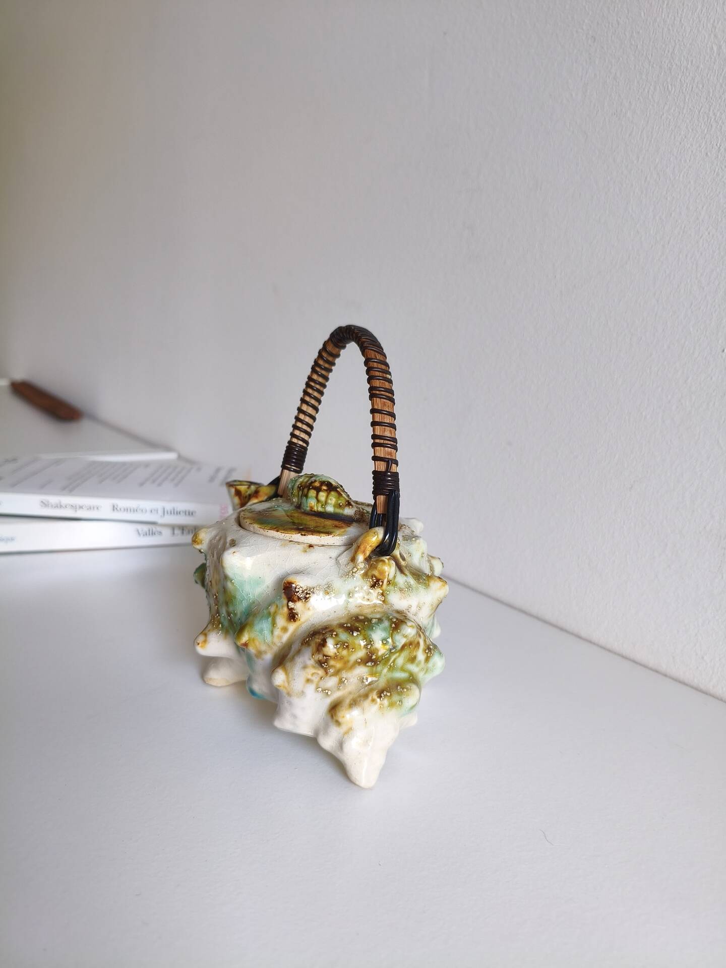 Wabi-sabi teapot in glazed ceramic