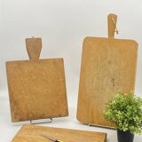 Trio of old cutting boards, butcher block,