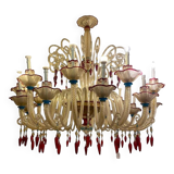 Lustre italien des années 1970 en verre de Murano multicolore avec fleurs