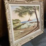 Signed painting The port of Antibes