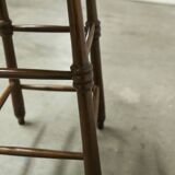 Brutalist stool in wood and straw, 1960s, 59cm