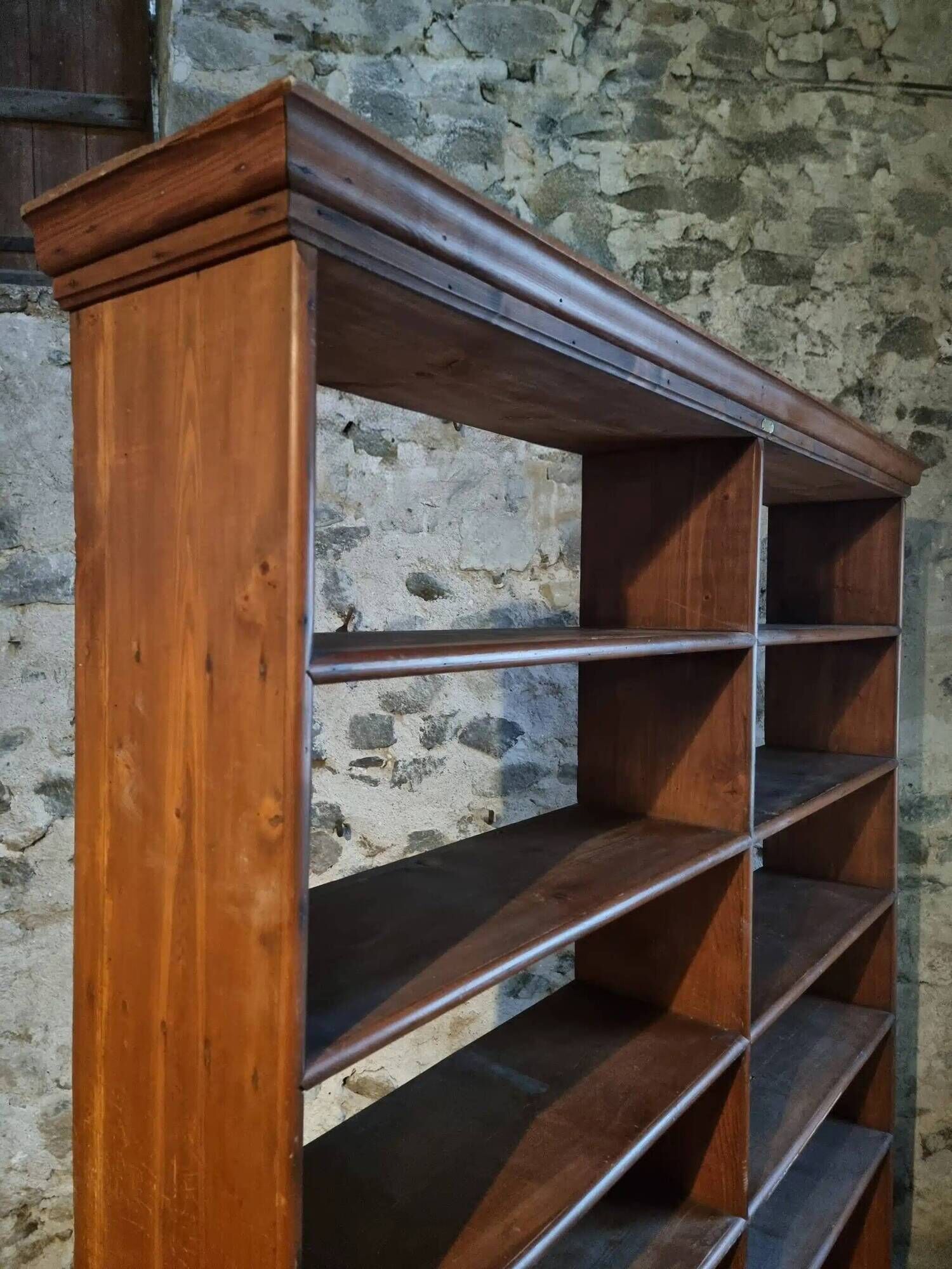 Large open shop shelf from an old French store by Chalmette, 1930s.