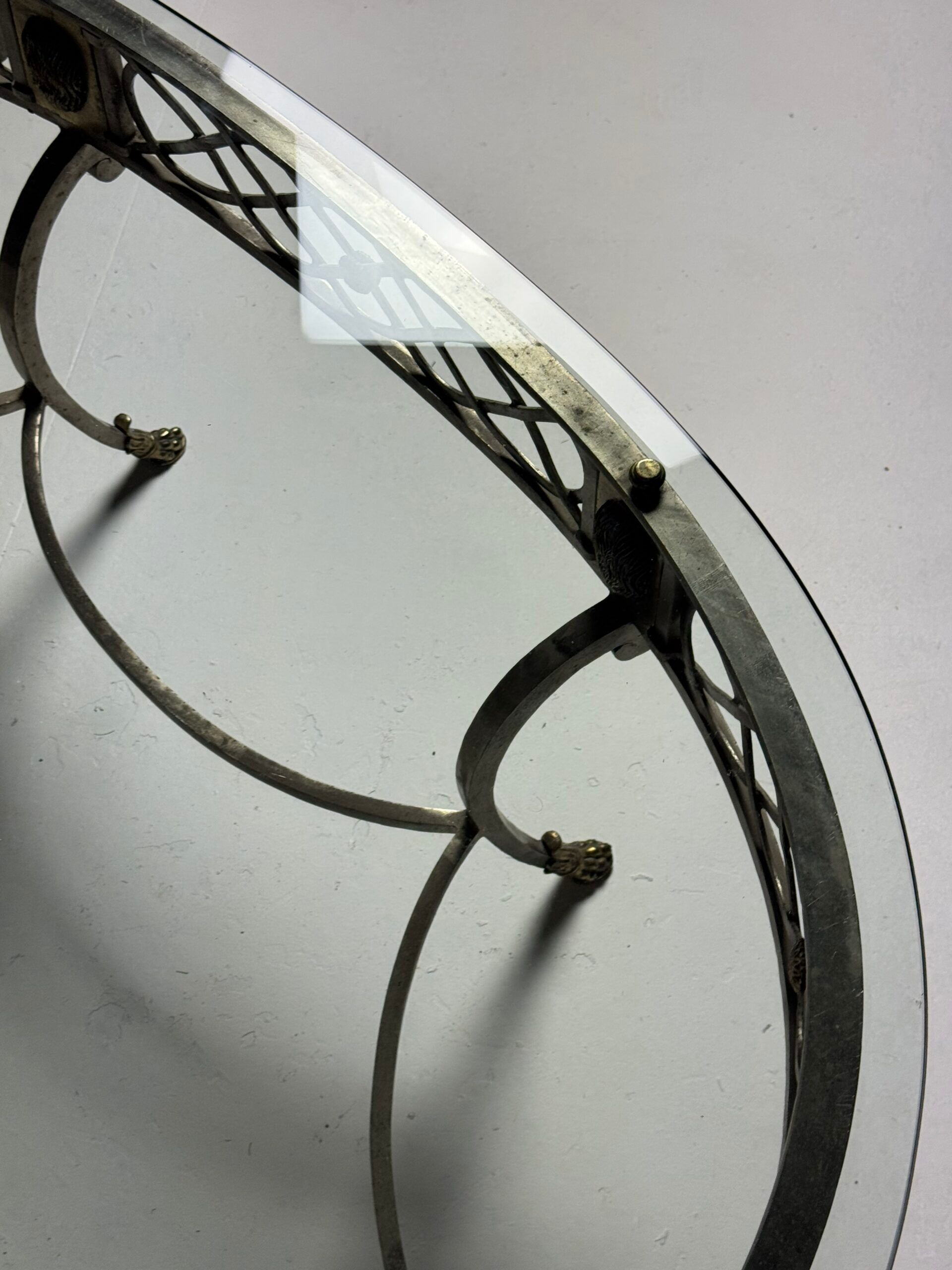 Empire style coffee table metal with glass top