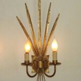 Matching Pair Large 'Ferro Art' Spain, 1950s Reed Leaf Double Wall Lights 5