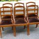 6 Louis Philippe dining chairs in solid wood and brown velvet.