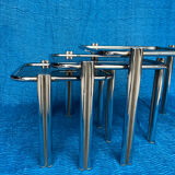 SET OF 3 NESTING TABLES WITH CHROME METAL DOUBLE BASE AND SMOKED GLASS