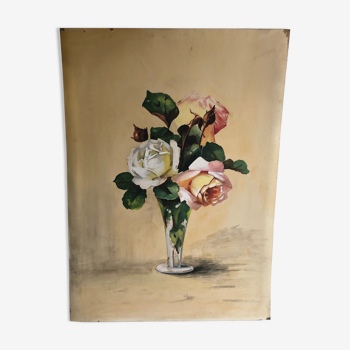 Watercolor signed bouquet of roses