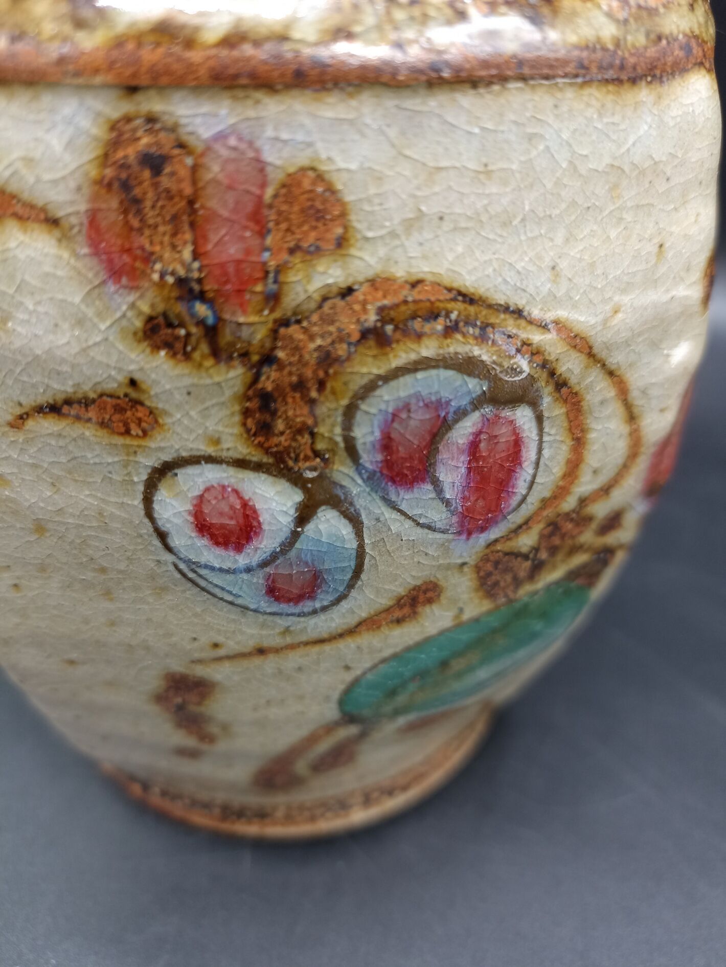 Enamelled stoneware vase Love in cage
