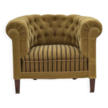 1950s, Danish relax chair, green furniture wool, ash wood.