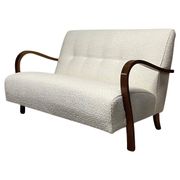 1940s Sofa in Wood and Boucle Fabric, Italian Production