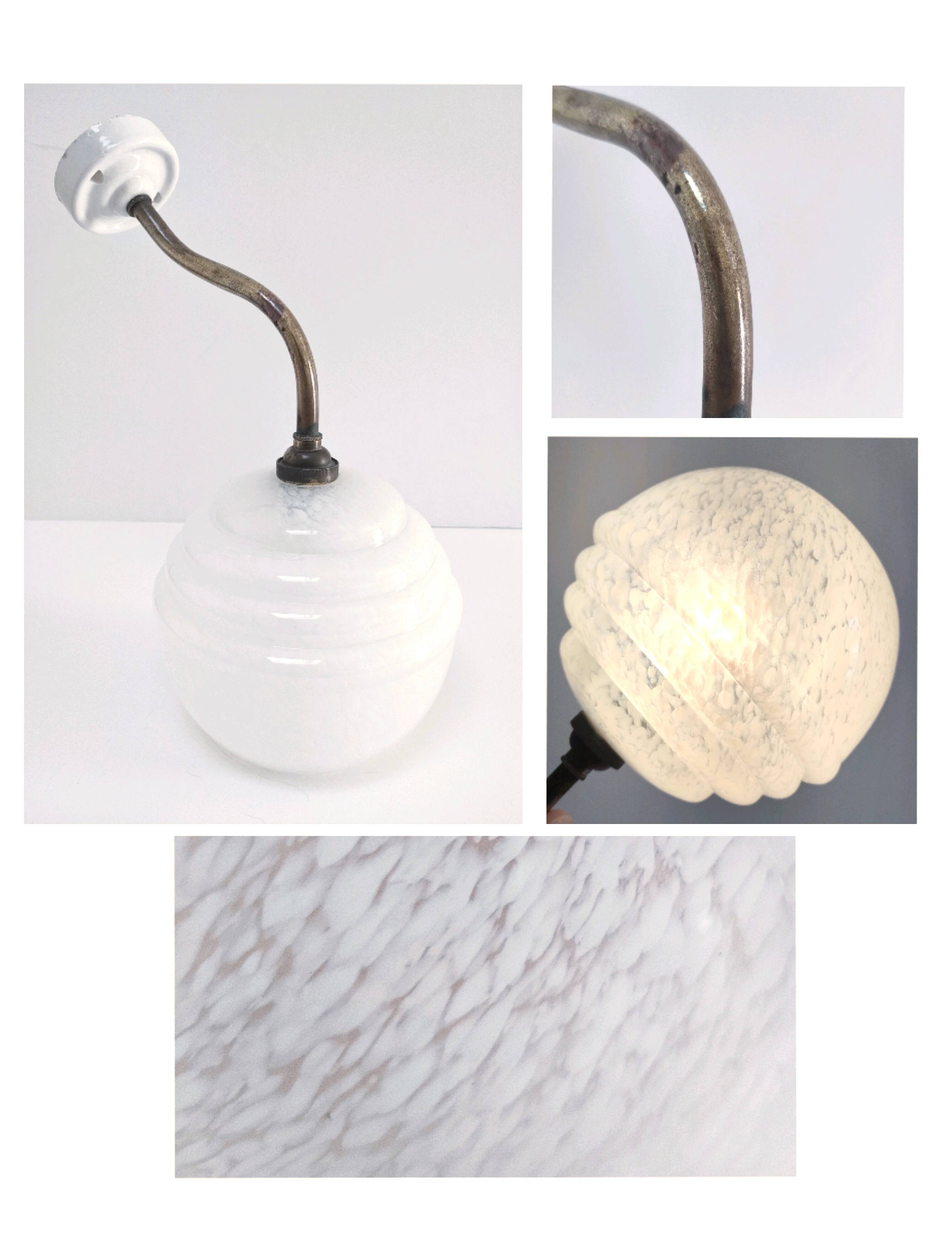 Art deco wall light clichy glass white brass porcelain