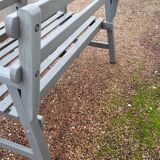 Pair of old wooden park garden benches