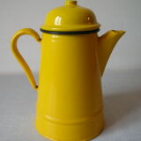 Old yellow enamelled coffee maker Made in Poland deco kitchen countryside farm