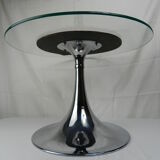 Table basse verre et chrome années 70