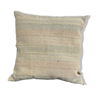Handmade cushion in vintage fabric, Kilim style.