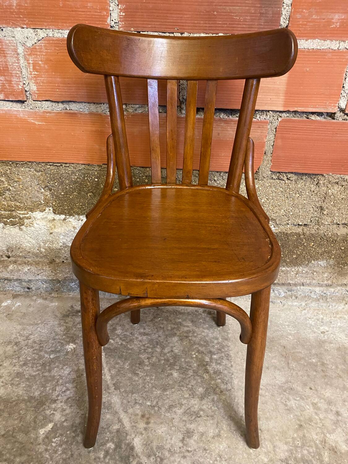 Antique bistro chair dark turned wood vintage