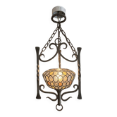 Lustre Applique Murale Fer Forge Verre vitraux Colorat Cabochons Lampe