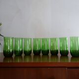 8 verres eau en verre soufflé vintage verts