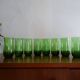 8 glasses water blown glass vintage green