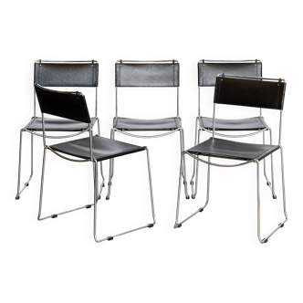 Chaises de salle à manger en cuir par Giandomenico Belotti pour Alias, année